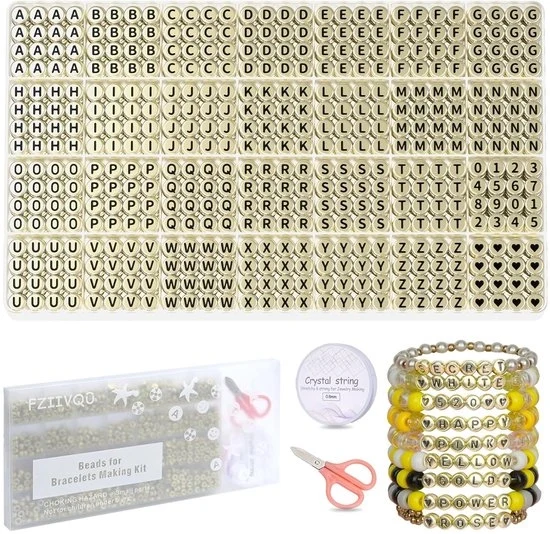 Kit per collane per bracciali - creazione di gioielli fai da te - 1450 pezzi - nero/oro - acrilico