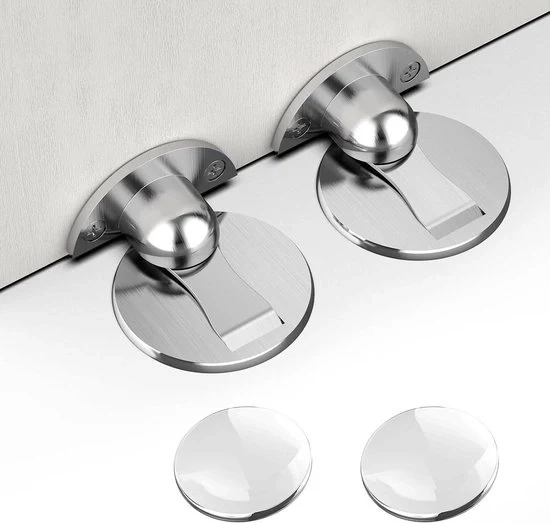 Set di fermatrici magnetiche invisibili - 2 pezzi con fissaggio adesivo e a viti - fermatrici porte a parete - protezione silenziosa per parete per casa, ufficio, camera da letto Fermatrici Porte