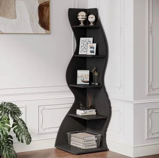 Pannello di angolo rustico 5 strati – Libreria per angolo industriale – Pannello decorativo e tavolo per piante per soggiorno e home office
