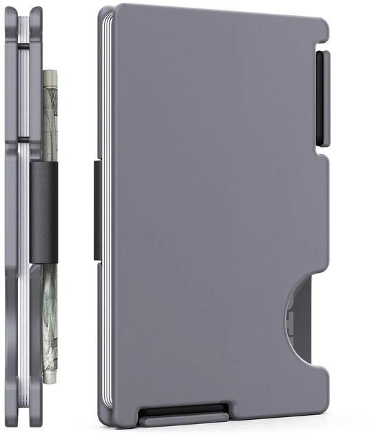 Portafoglio minimalista per uomini - protezione RFID - grigio - con cerniera