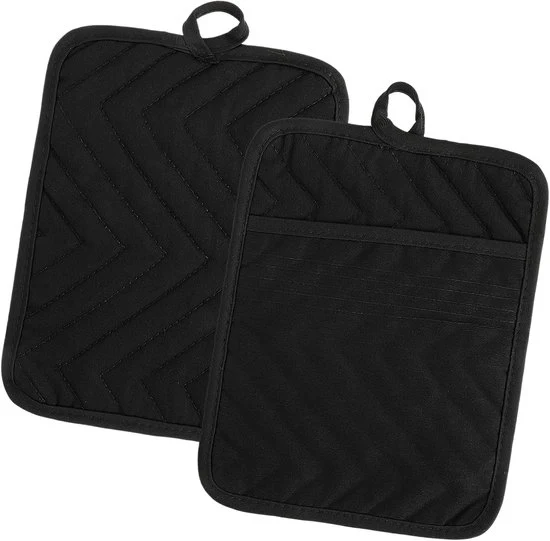 Set di 2 asciugamani per superfici calde 18 x 23 cm - Asciugamani per forno in cotone con tasca - Guanti da cucina quadrati con cuscinetti
