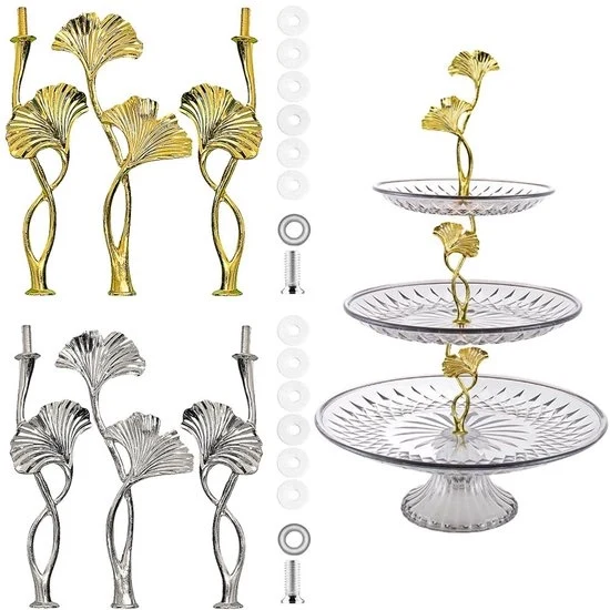 Etagère a foglie di ginkgo in oro e argento - multifunzionale - set da 1