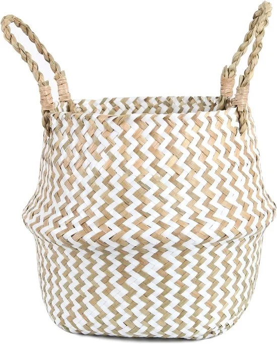 Pannolino intrecciato di salice - decorativo e multifunzionale - bianco - Ø 22 x 20 cm