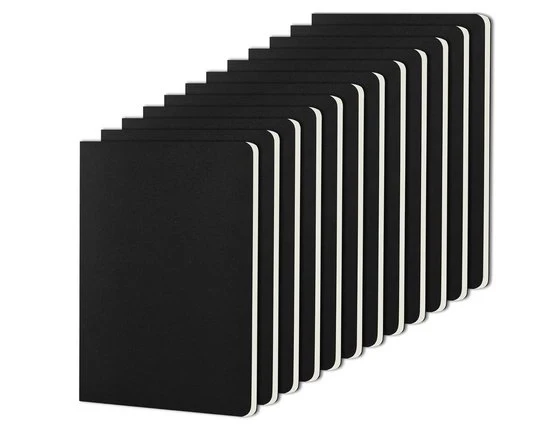 Quaderno di Note A5 Lineato 12 Fogli per Pagina – 60 Pagine per Quaderno – Copertina Nera in Carta Kraft Soft – Quaderno di Note per Viaggio, Scuola e Università