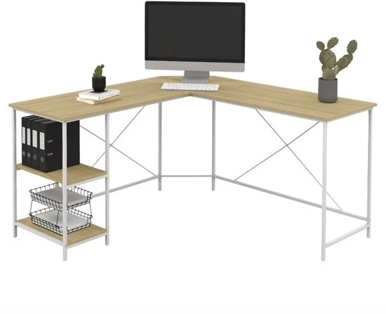 Scrivania angolare a forma L in legno e metallo bianco – alta qualità – materiale duraturo – design elegante – adatto per uso quotidiano – stile moderno – comfort e funzionalità combinati Modello: Specifica: Codice prodotto: Numero mode
