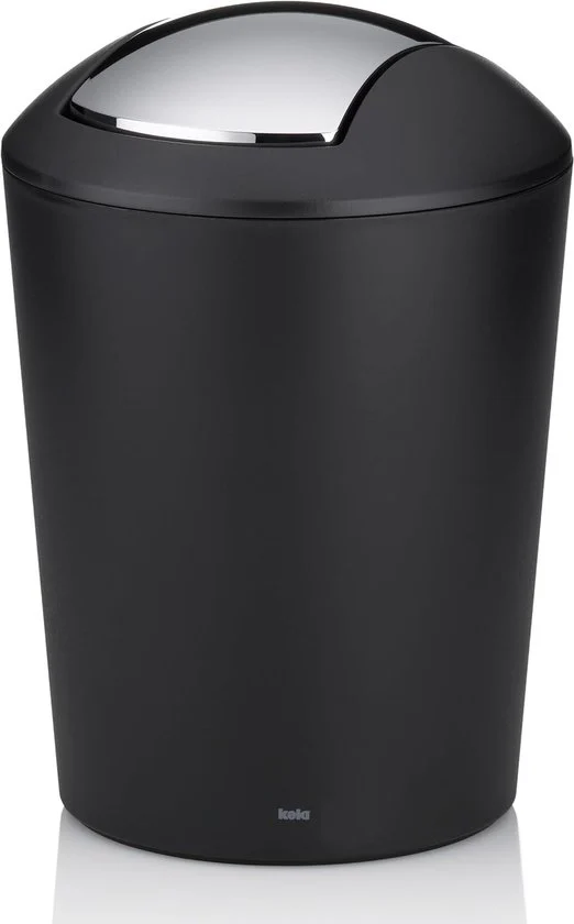 Bacetto della spazzatura con coperchio oscillante - 1,7 l - plastica - bianco - nero
