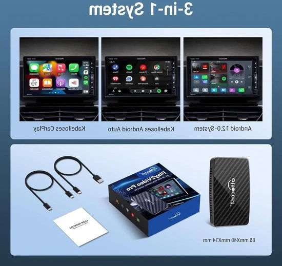 Adattore CarPlay wireless per Android Auto - supporta Netflix e YouTube - box multimediali a memoria AI-Box - dongle USB in fabbrica - wireless. Adattore CarPlay wireless