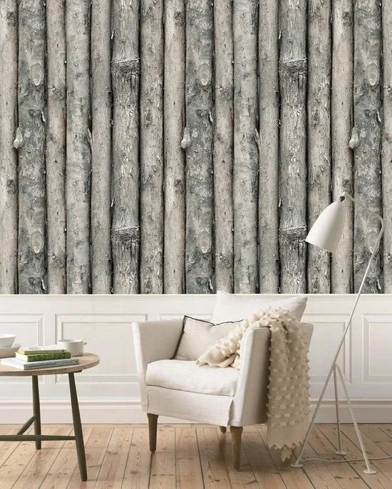 Vinile per parete a strisce orizzontali grigie e bianche - decorazione per pareti - 10 m