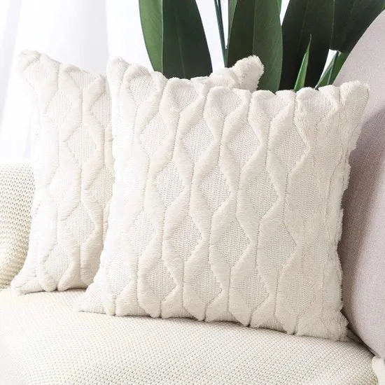 Cuscini morbidi con piumino - stile lussuoso - 2 pezzi - Beige chiaro - 40x40 cm