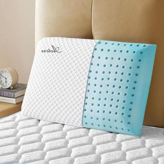 Traagschuimkussen ortopedico e ergonomico certificato Oeko-Tex Certipur-Us doppia certificazione - 60 x 40 x 8 cm - piastra rinfrescante
