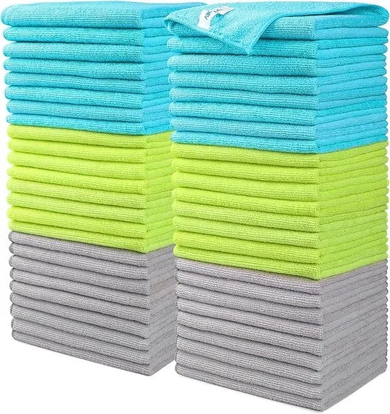 Asciugamani di Microfibra per Pulizia 50 Pezzi Multifunzionali Riscaldabili Senza Lint Senza Strisce Per Abitazione Cucina Auto Motociclo Finestre 30 x 40 cm