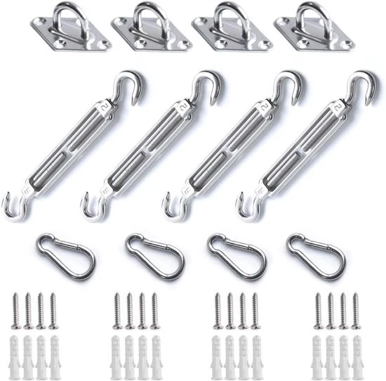 Kit di installazione per tenda di ombreggiamento - Acciaio inossidabile - Set a 12 pezzi
