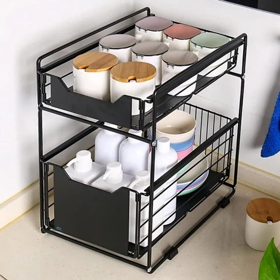 Organizzatore per lavandino - Cassetto estensibile - Nero