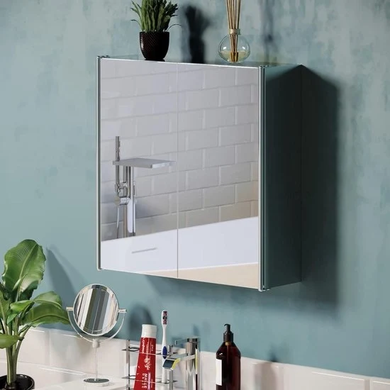 Arredamento bagno con specchio doppio - installazione a parete - acciaio inossidabile