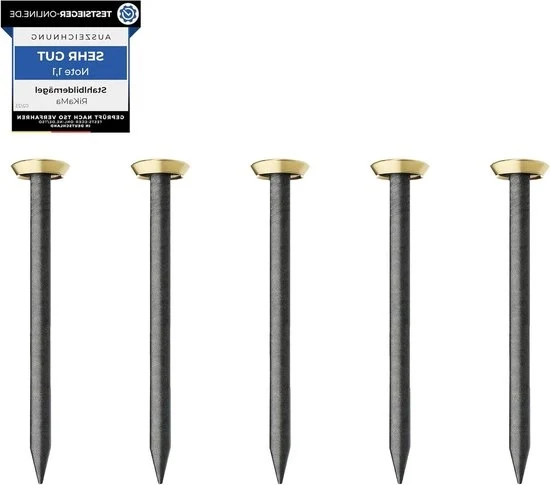 50 Spilli da 30 mm di Lunghezza - Spilli in Acciaio per Cemento Mattoni Plastico Legno - Spilli in Acciaio Temprato - Fatti in Europa - Testa in Oro 30 mm chiodo da chiodatura