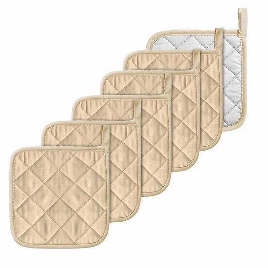 Set di asciugamani da cucina resistenti al calore - Set da 6 pezzi - Beige - 100% Cotone