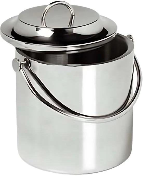 Semifreddo RVS doppio spessore contenitore con coperchio e cerniera - Grande 15 litri - Argento