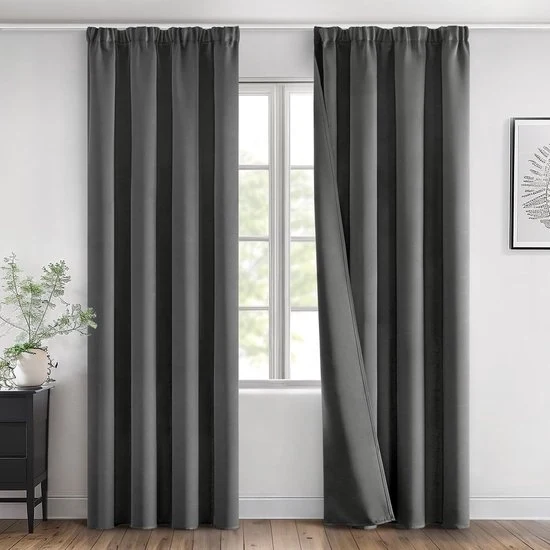 Set di tende di oscuramento da 2 pezzi - Moderno e intranslucido - Tende grigie 140 x 200 cm