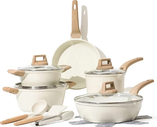 Set di pentole da cucina 14 pezzi con pentole e accessori - Compatibile con tutti i forni