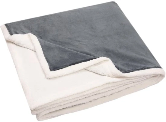 Deken con aspetto di pelle di lama - 220x240 cm - grigio - confortevole