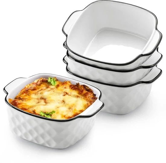 Scatola per forno quadrata - 13 oz - adatta per frittiera - porcellana premium - 1 pezzo