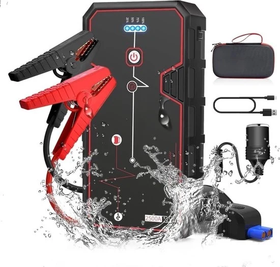 Salvataggio Batteria per Auto - 2500A - 12V - Porte di Ricarica USB - 3 Modi LED - Salvataggio Batteria per Diesel - Salvataggio Batteria per Auto con 3 Modi