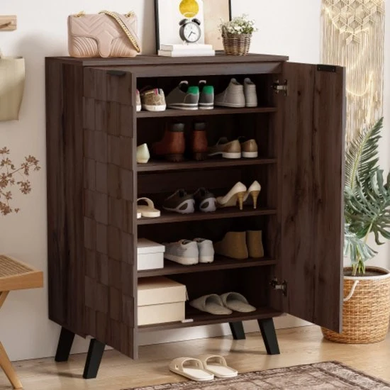 Cassettiere - Legno Scuro - 5 Cestelli - Scomparti Regolabili - 80x35,5x110 cm