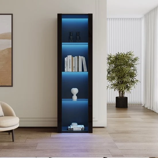 Cassettiere con illuminazione LED - 3 contenitori in vetro - 55*38*166cm - Porte in vetro