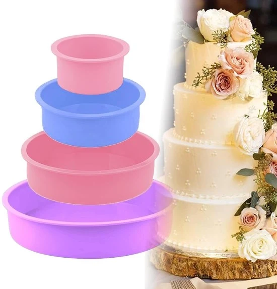 Forma per Torta in Silicone - Duraturo - Set da 4 - Indolore - Adatto per Torte