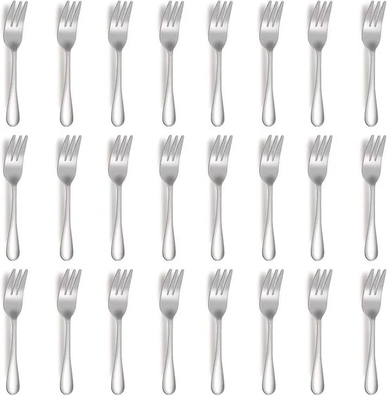 Set di forchette per dolci - 24 pezzi - 145 cm - acciaio inossidabile - torta espresso, dolce, dessert, antipasto - feste, viaggi, matrimoni