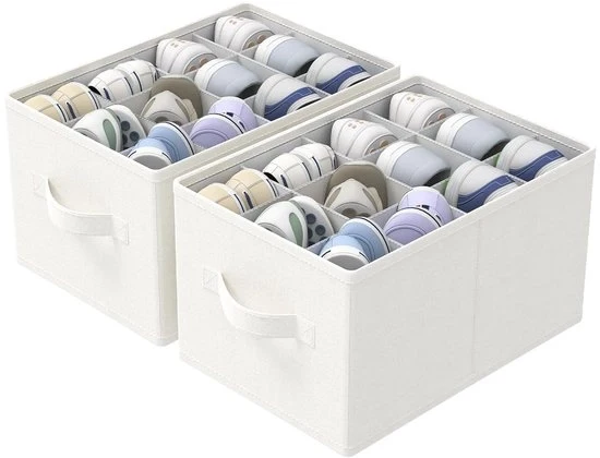 Organizzatore per scarpe - Risparmia spazio - Bianco avorio - 24 paia