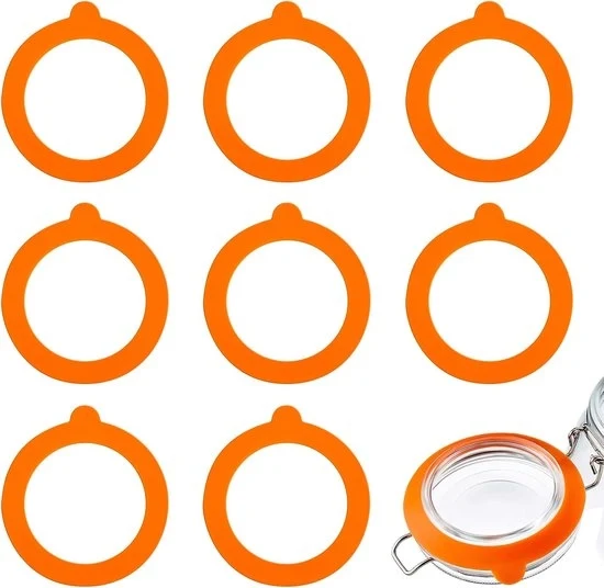 Anelli in gomma per contenitori a vetro - 8 pezzi - arancione - 70 mm - silicone