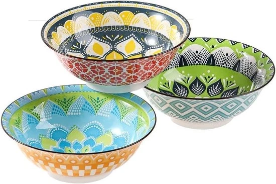 Set di Piatti a Ciotola per Ramen da 35oz - Ciotole Colorate in Ceramica per la Cucina - Servizio per Riso - Zuppa di Miso - Insalata - Pasta - Noodles - Set di Ciotole Resistenti al Microonde