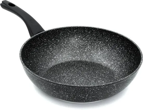 Pentola a induzione 28 cm nera con coperchio