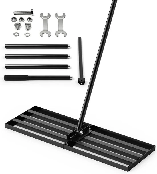 Livello per Giardino - Livellatore per Prato - Robusto Chassis in Metallo - 204 cm di Lunghezza - Nero