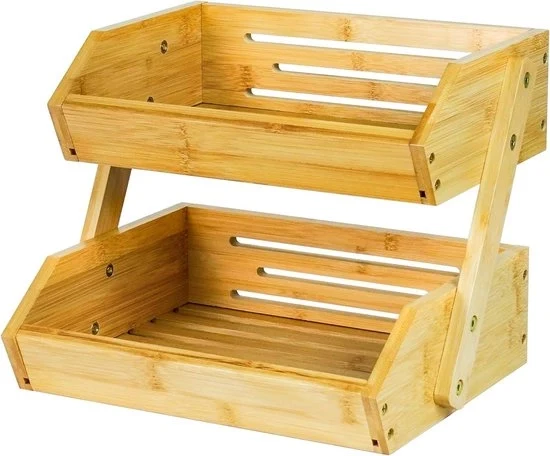 Fruit mandile 2 piani - servizio mandile e stand per snack - perfetto per frutta verdure snack - bamboo (a doppia parete) Frutta mandile