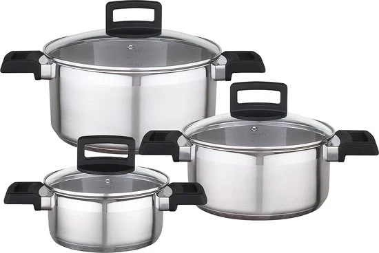 Set di padelle in acciaio inossidabile a 3 pezzi - argento - 24 cm