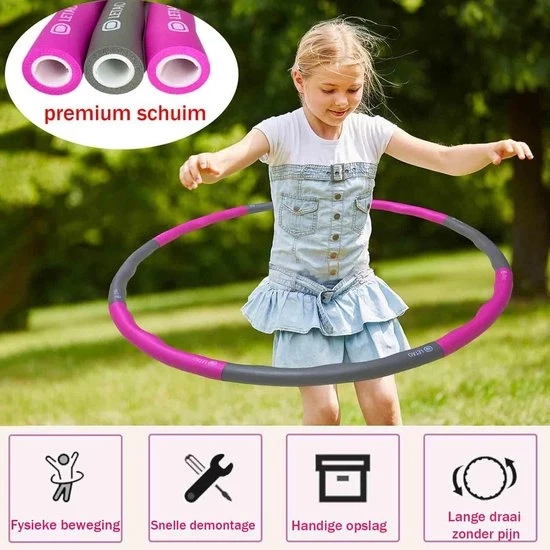 Hula Hoop per Bambini Hoelahoep Fitness - Rosso Grigio - 6-8 Giri - 68 kg