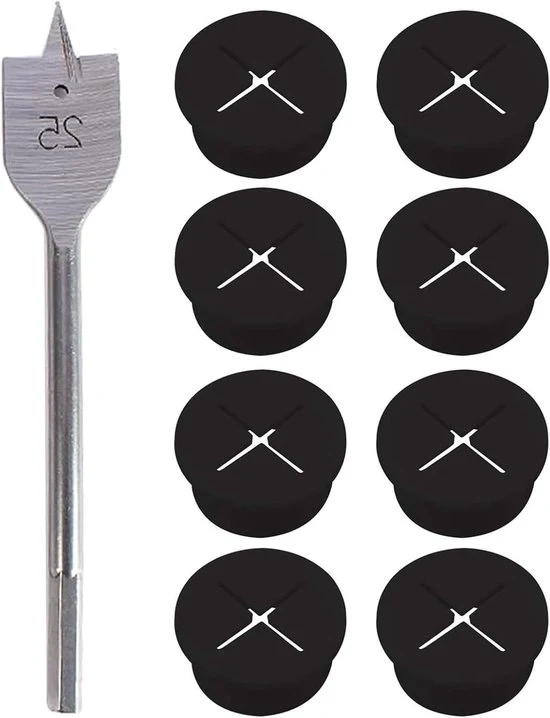 Kit di cavi di passaggio in silicone flessibili, 8 pezzi, diametro 20 mm, nero, con foro 25 mm.