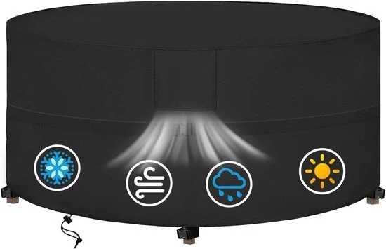 Ombrello tondo per tavolo da giardino - Protezione UV - Ø 190 x 80 cm - Nero - Tessuto Oxford 420D