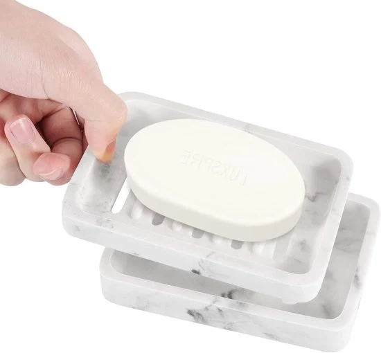 Doppio Livello Luce Spugna Contenitore Porta Spugna Filtro Spugna per Bagno Doccia Cucina Lavello Spugna Saponi Sostegno Filtro Saponi Cassetta Saponi - Bianco Marmo