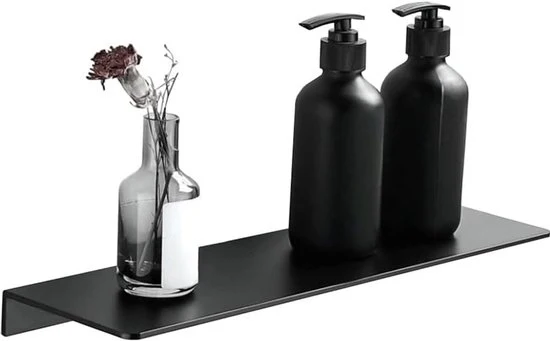 Doccia adesiva - fissaggio a parete - 1 pezzo - nero - alluminio - 30 cm