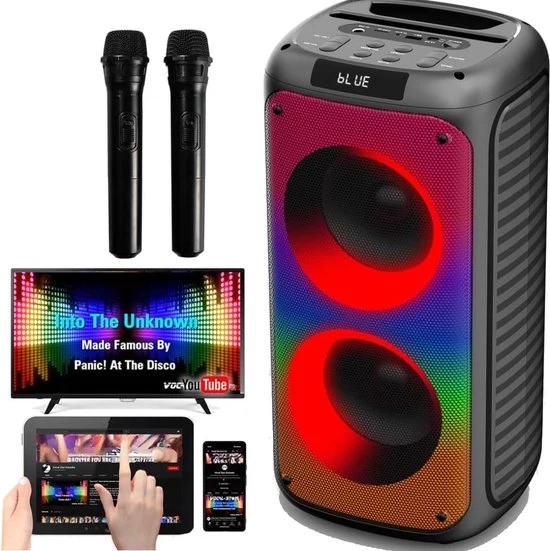 Impianto Karaoke - Impianti Karaoke - Microfono a Doppia Cassa - Microfono Karaoke Bluetooth - Scatola Karaoke