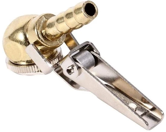 Strumento di montaggio per clip-on barbell con manometro per pompa di pneumatici e dispositivo di aspirazione di aria per pneumatici.