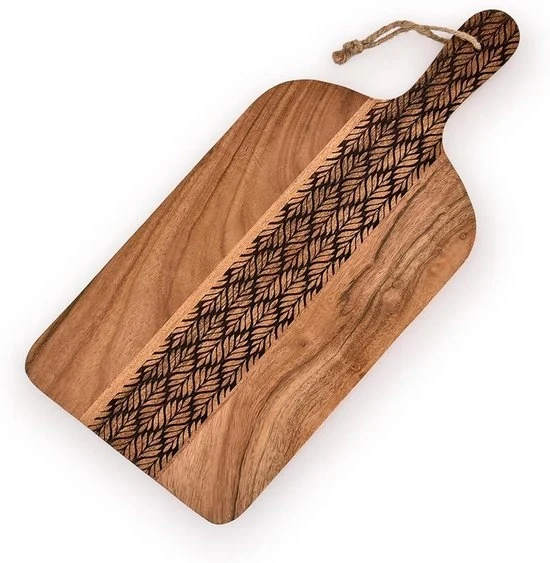 Tavolo da taglio per legno di acacia - Manubrio - Adatto per carne e verdure - 1 pezzo - 38,1 cm