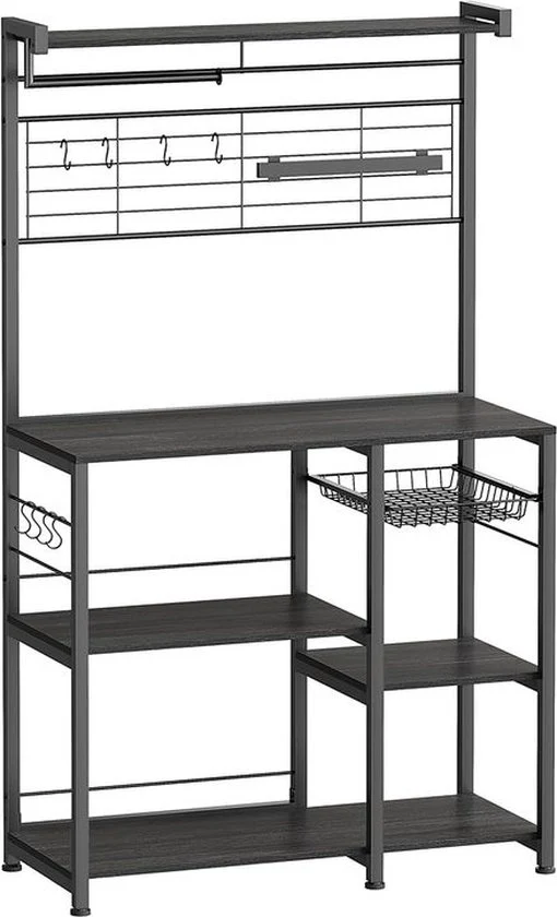 Rack da cucina - ripiano da cucina - isola da cucina con striscia magnetica per coltelli - rastrello - supporto per rotoli da cucina - 12 ganci - nero