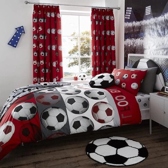 Set di copriletto a tema calcio 160 x 200 - 50 x 80 cm copriletto 160x200