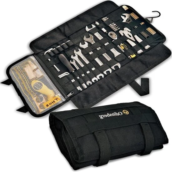 Borsa per attrezzi per motocicletta - Borsa per attrezzi Heavy Duty con 56 lacci elastiche e tasca di stoccaggio - Sistema MOLLE - facile da trasportare Set di borsa per attrezzi