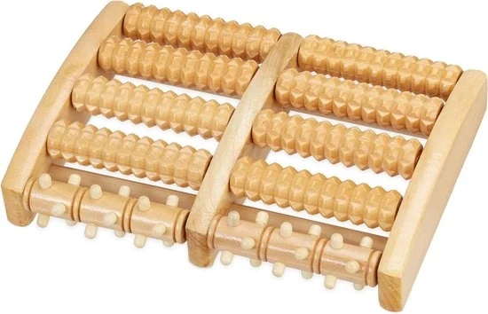 Apparecchio di Massaggio per Piedi a Rulli di Legno con 10 Nodi di Massaggio Rulli per Piedi Relaxazione Terapia Naturale