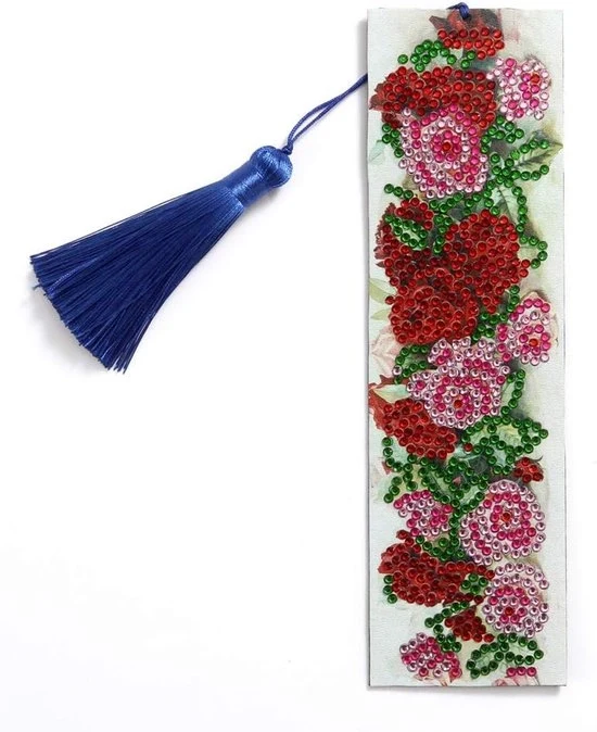 Bladewijzer con disegno di rosa - 5D Diamond Art - da realizzare - set
